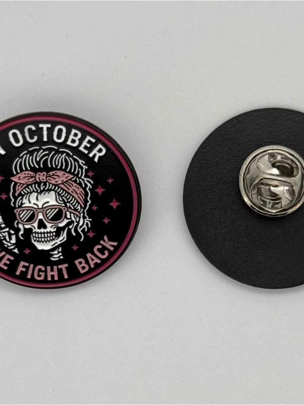 Breast Cancer Awareness Enamel Brooch Pin - Pink & Black - Picture 2 of 2